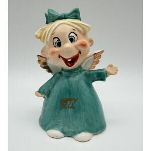 Kreiss Psycho Ceramics Angel Daffy Bell Figurine 5” Hand Painted Vintage Japan